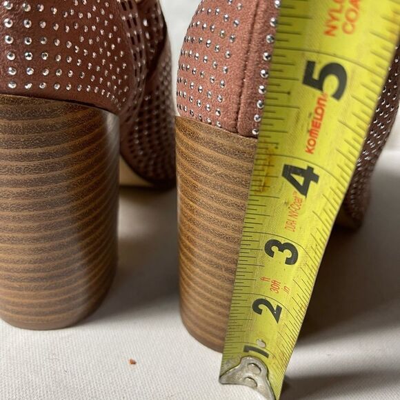 Very G pink blush suede perforated slip on shoes peep toe size 8.5 - Picture 4 of 8